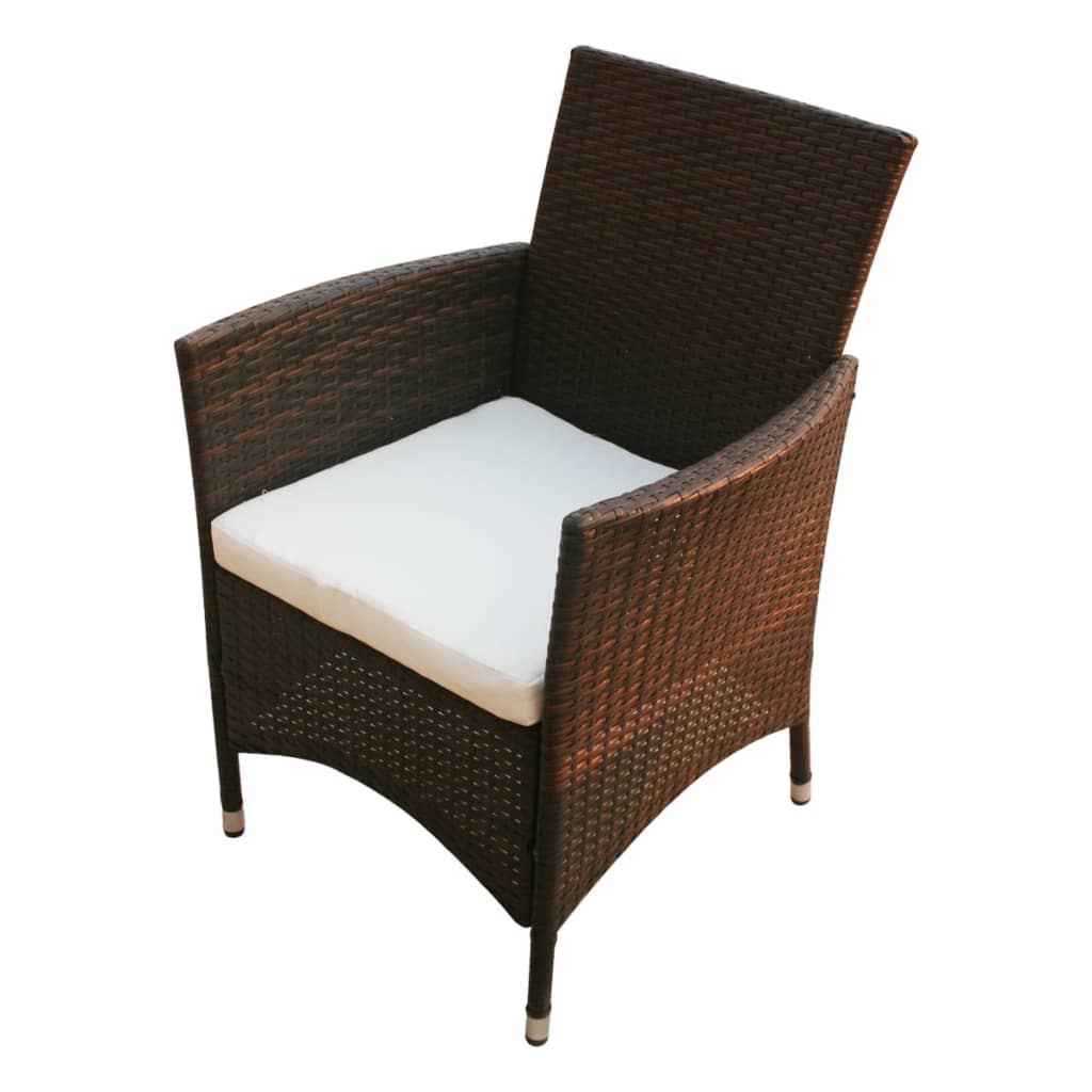 Gartenstühle 2 Stk. Poly Rattan Braun – Bild 2
