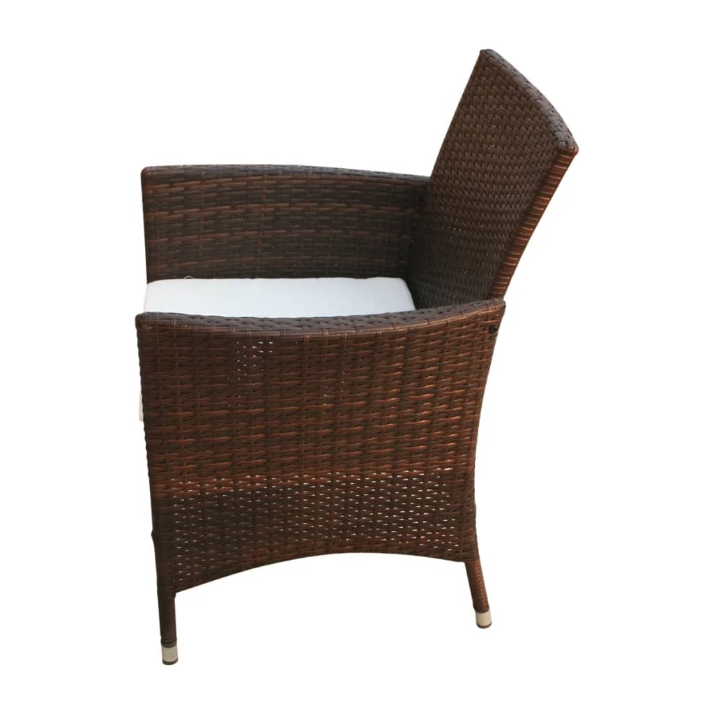 Gartenstühle 2 Stk. Poly Rattan Braun – Bild 3