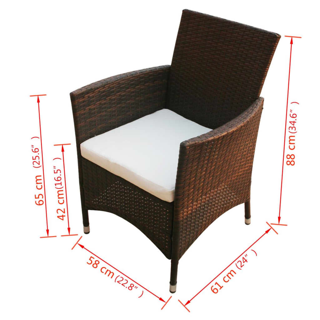 Gartenstühle 2 Stk. Poly Rattan Braun – Bild 5