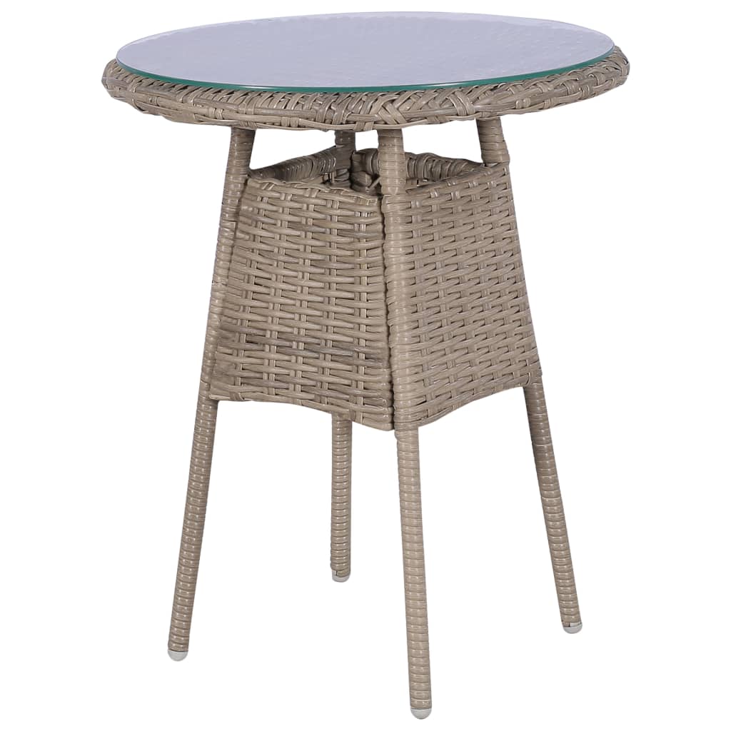 3-tlg. Bistro-Set mit Kissen Poly Rattan Braun – Bild 3