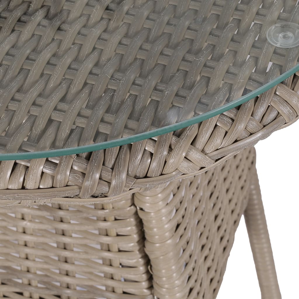 3-tlg. Bistro-Set mit Kissen Poly Rattan Braun – Bild 4