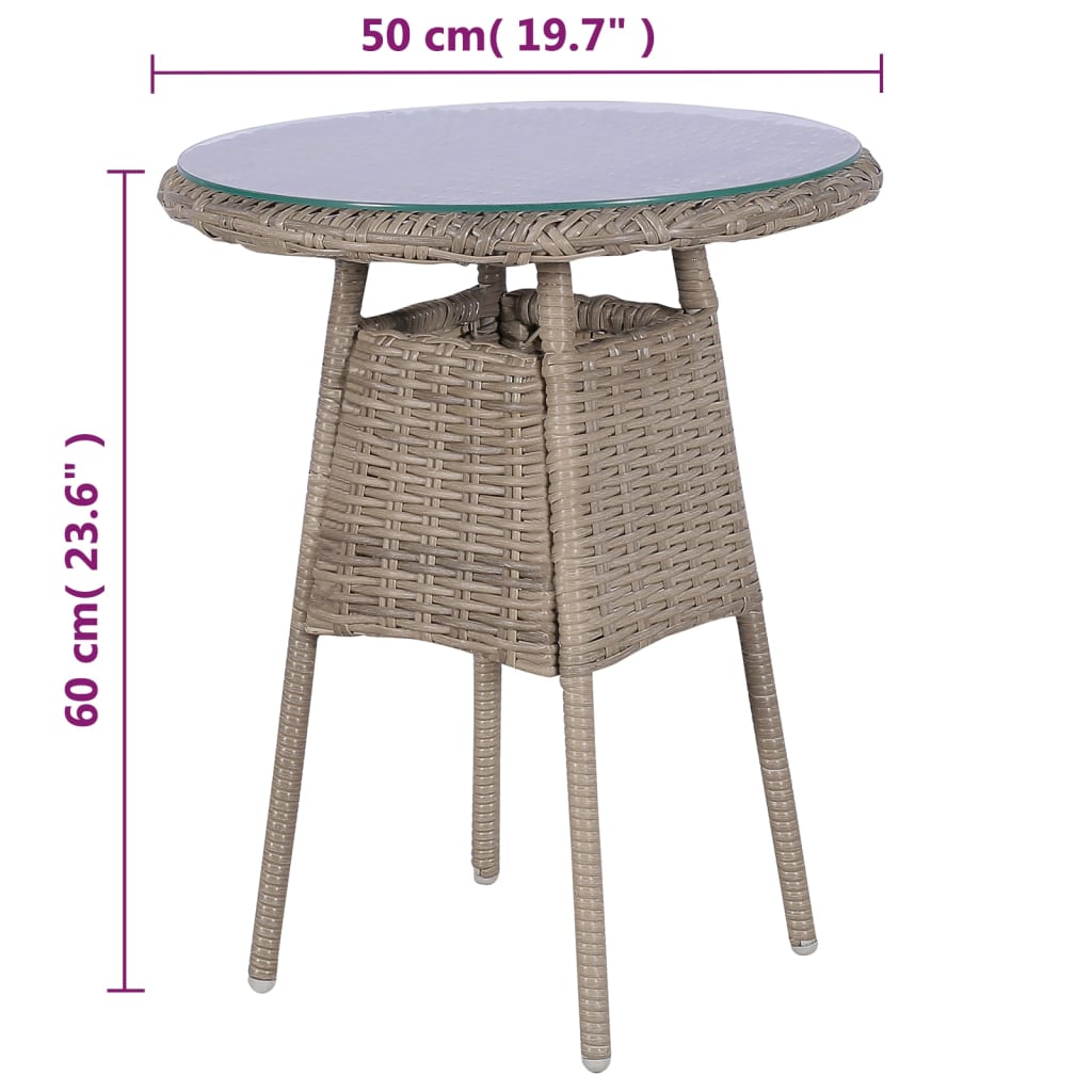 3-tlg. Bistro-Set mit Kissen Poly Rattan Braun – Bild 9