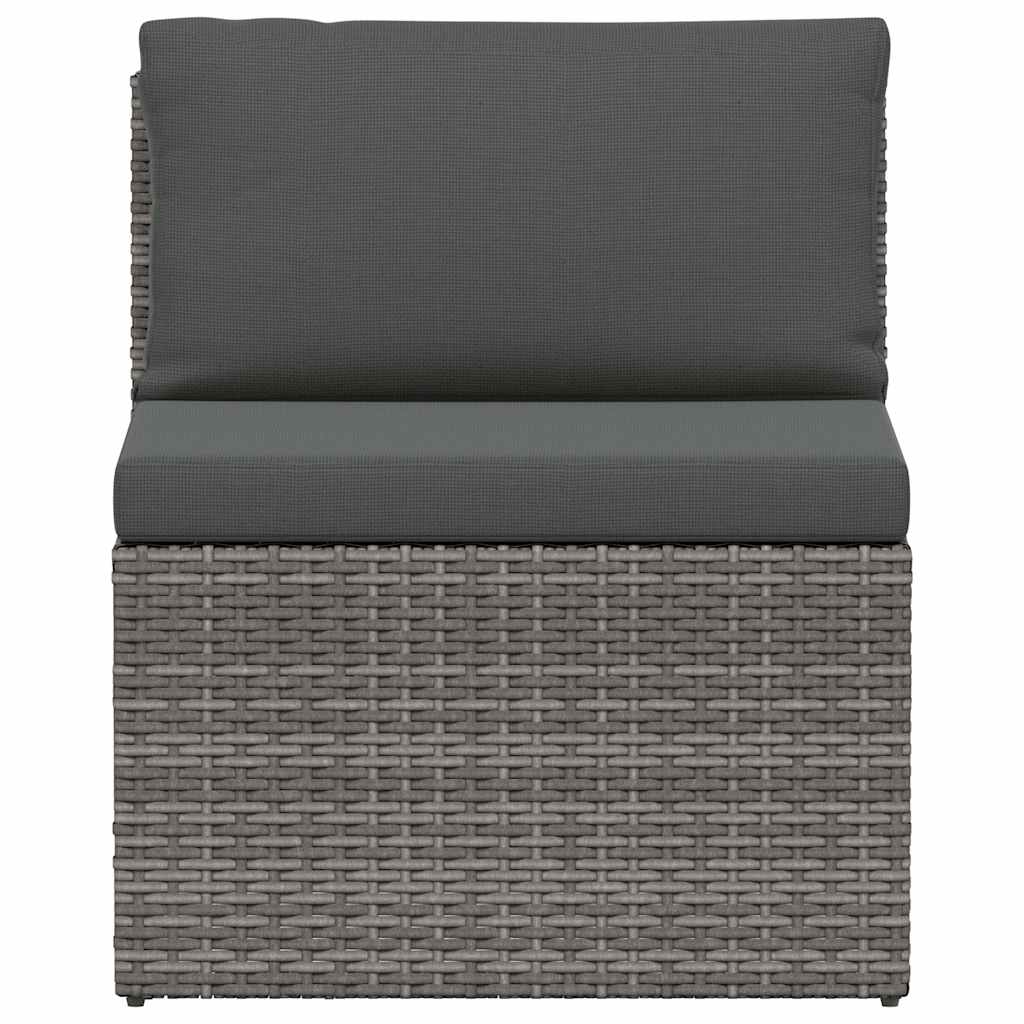 4-tlg. Garten-Lounge-Set mit Polstern Poly Rattan Grau – Bild 3