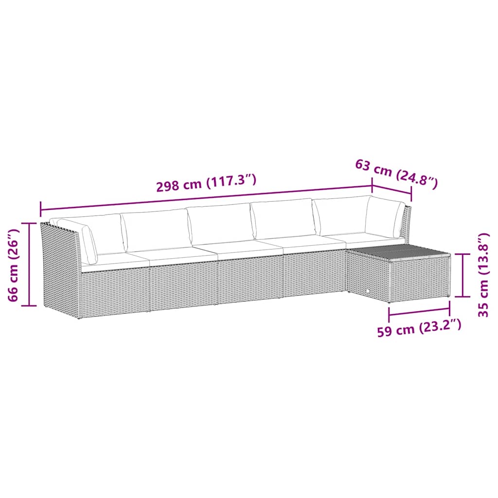4-tlg. Garten-Lounge-Set mit Polstern Poly Rattan Grau – Bild 7