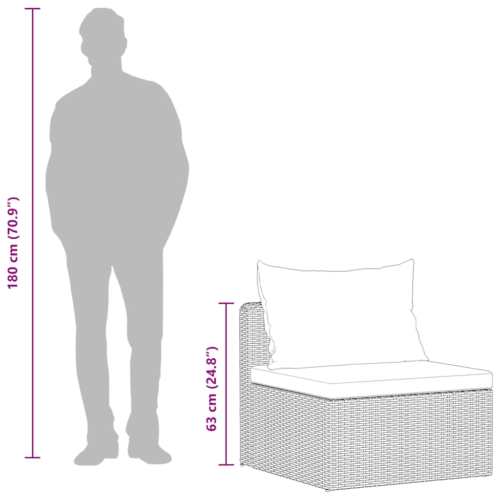 4-tlg. Garten-Lounge-Set mit Polstern Poly Rattan Grau – Bild 8