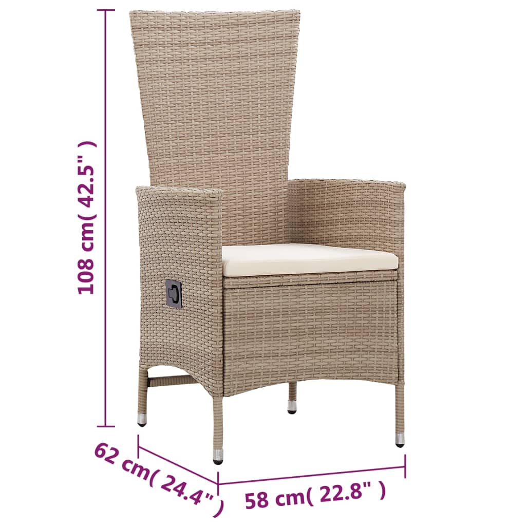 Gartenstühle 2 Stk. mit Auflagen Poly Rattan Beige – Bild 12