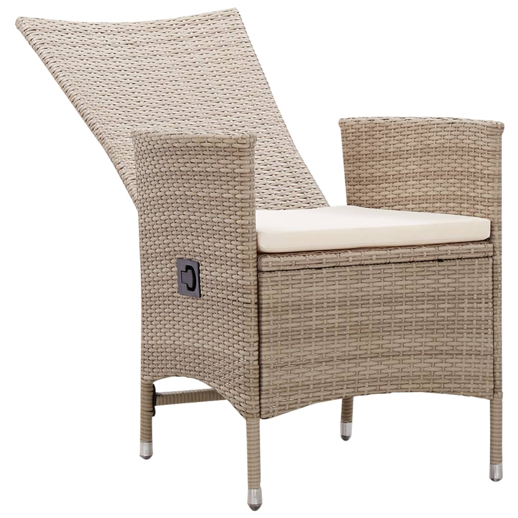 Gartenstühle 2 Stk. mit Auflagen Poly Rattan Beige – Bild 4