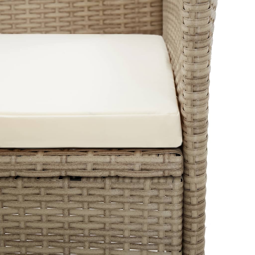 Gartenstühle 2 Stk. mit Auflagen Poly Rattan Beige – Bild 9
