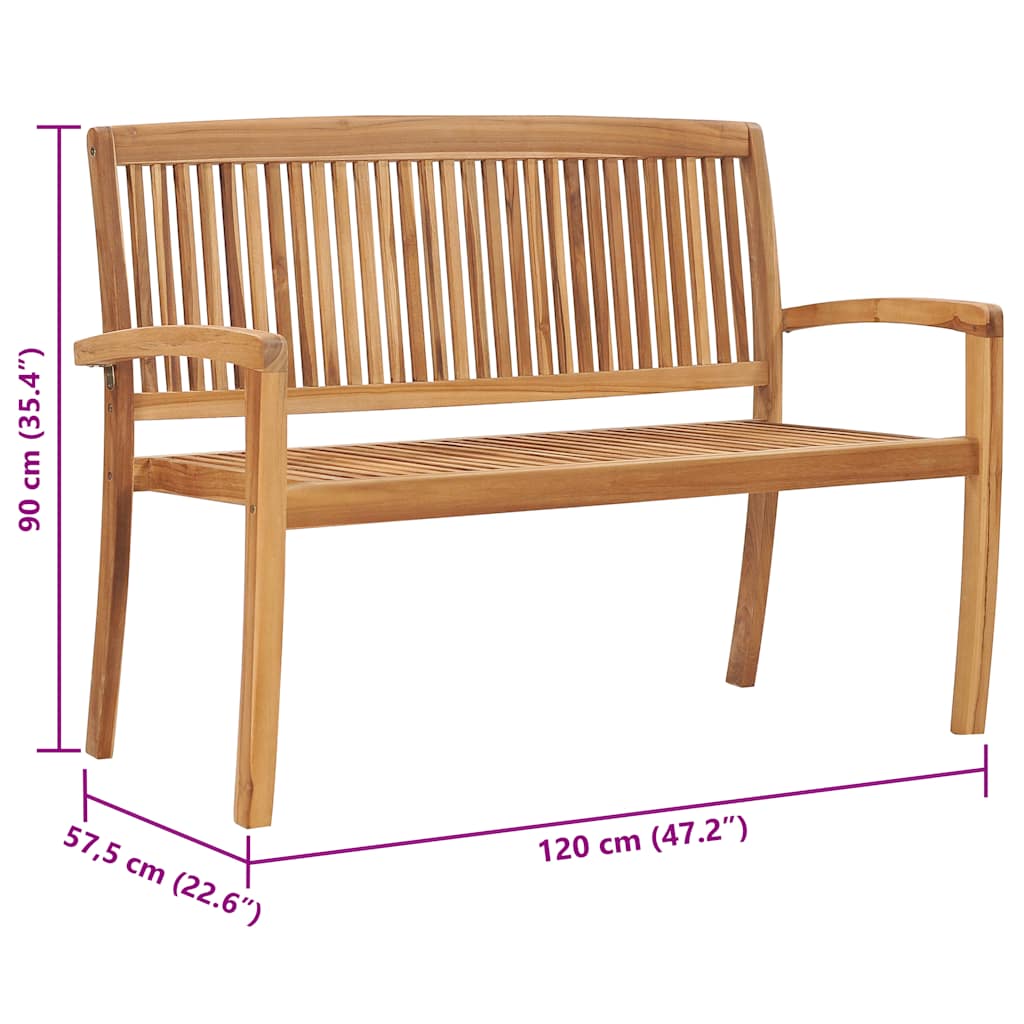 Gartenbank 2-Sitzer Stapelbar 120 cm Massivholz Teak – Bild 6
