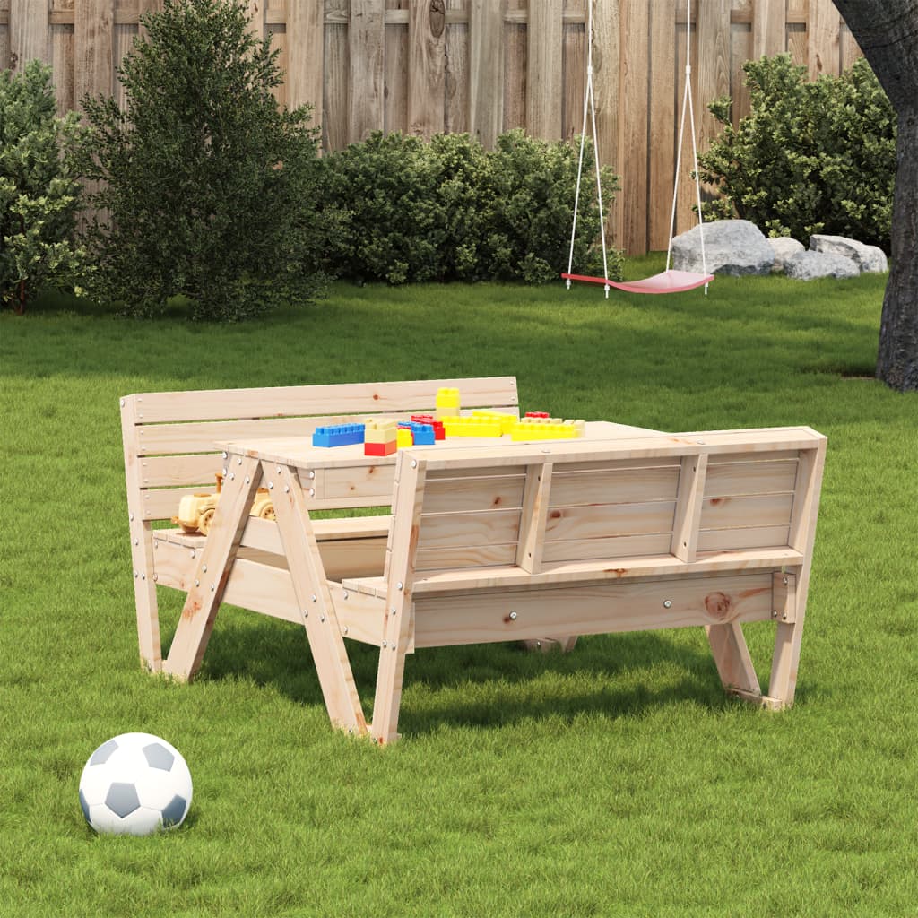 Picknicktisch für Kinder 88x122x58 cm Massivholz Kiefer – Bild 3