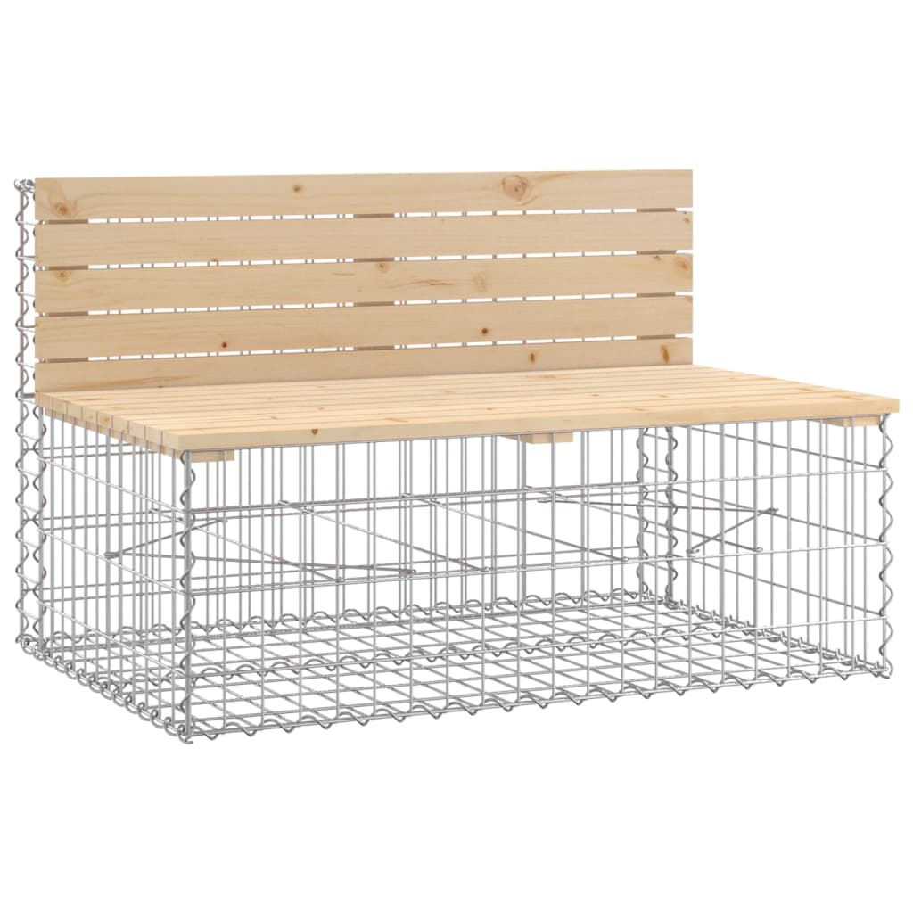 Gartenbank aus Gabionen 103x70x65 cm Massivholz Kiefer – Bild 2