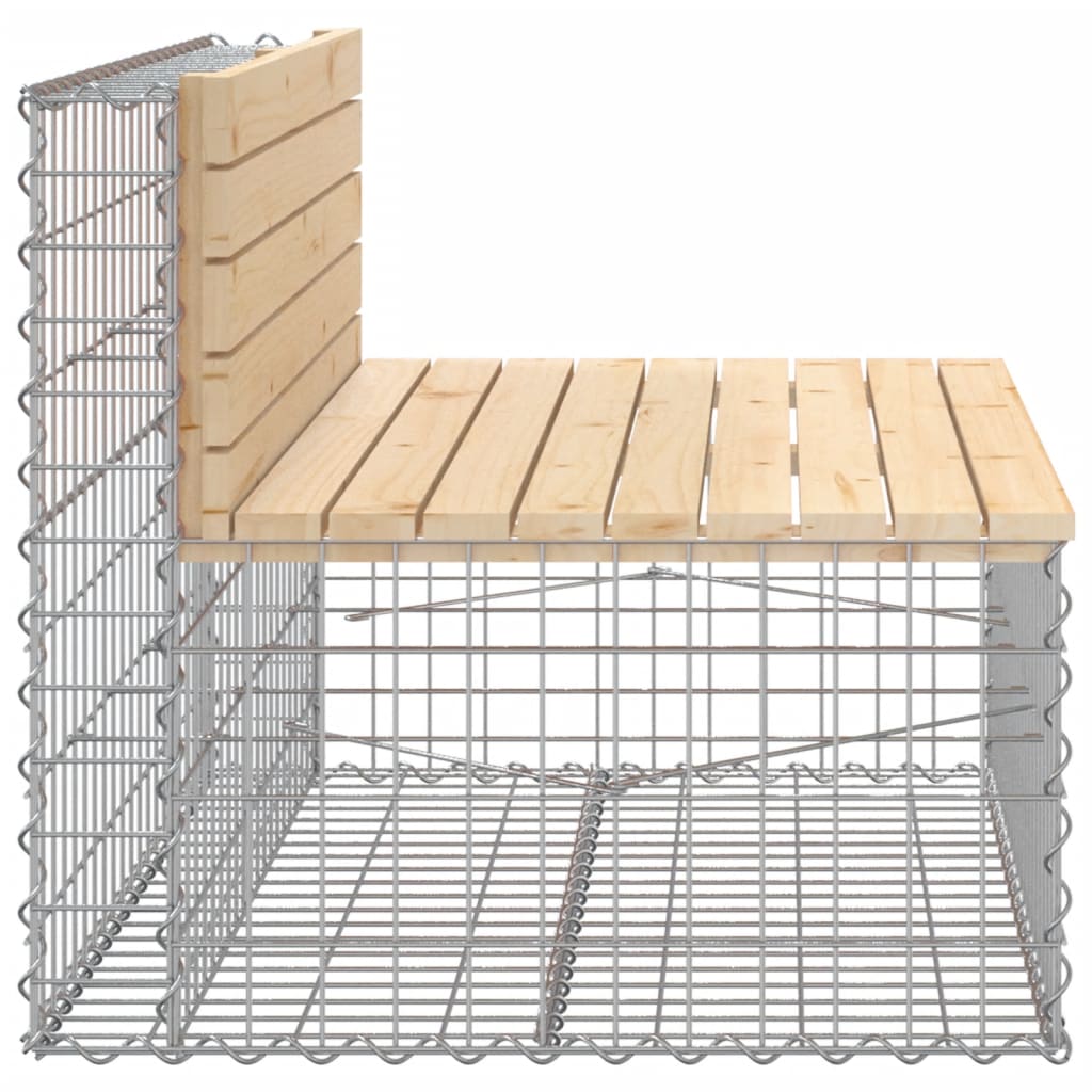 Gartenbank aus Gabionen 103x70x65 cm Massivholz Kiefer – Bild 4