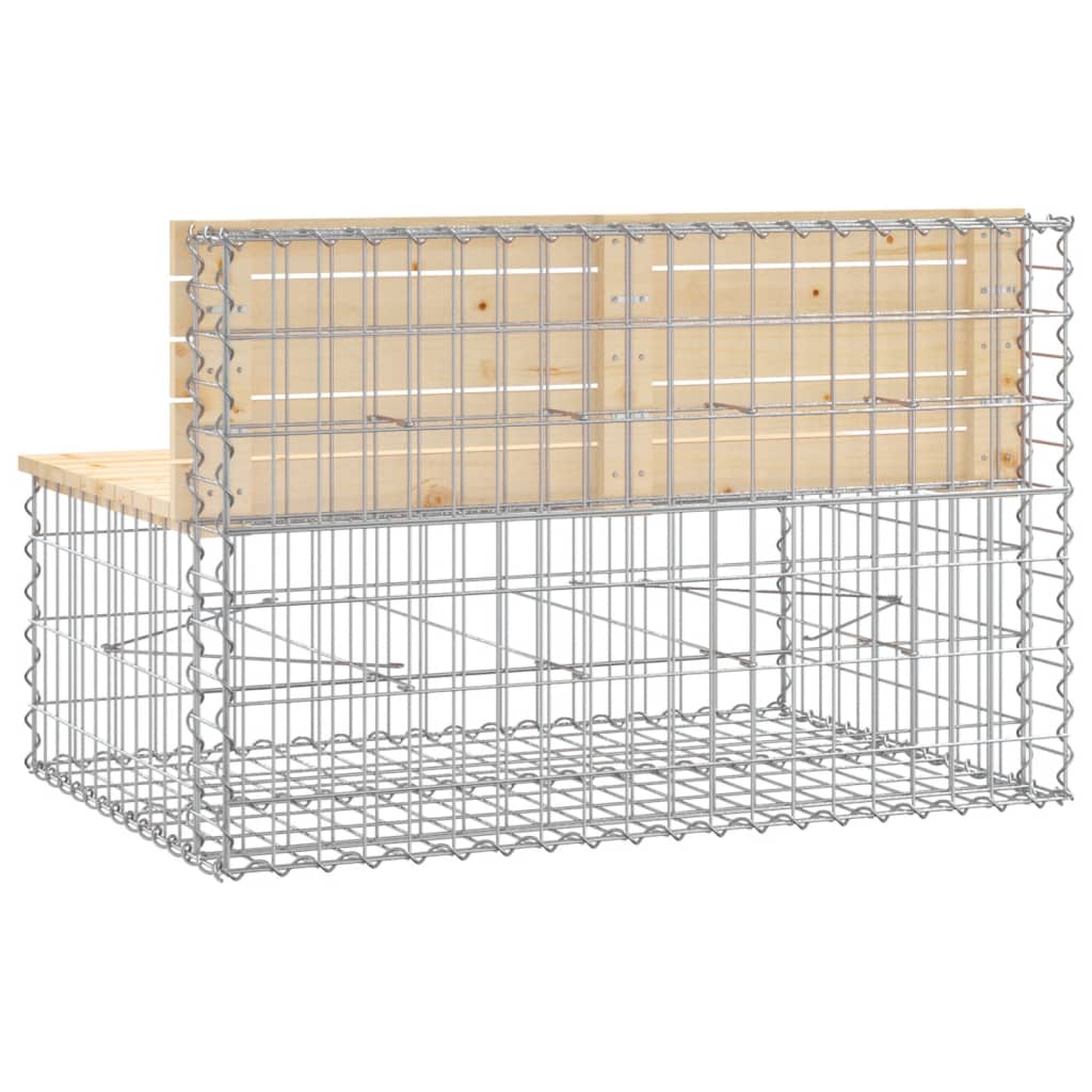 Gartenbank aus Gabionen 103x70x65 cm Massivholz Kiefer – Bild 5